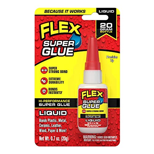 Flex Super Glue Liquid Instant Bond Adhesive, Clear, 20g Bottle, 1-Pack