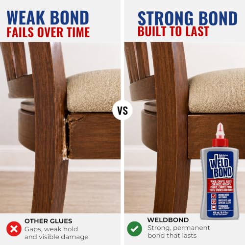 Weldbond Multi-Surface Strong Glue – Fast Drying Glue for Wood, Tile, Ceramic, Pottery, Glass, Metal & More – Heavy Duty Adhesive for Mosaic, Crafts, Wood Working & Repairs – 5.4oz (160ml), 12 Pack - size: 12 pack