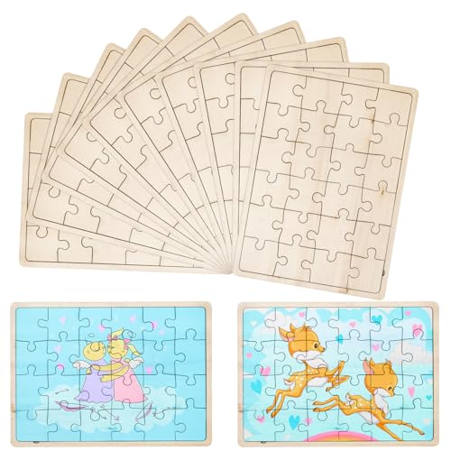 Deekin 30 Sheets Unfinished Wood Blank Puzzles Customizable Blank Wooden Pieces Freeform Things to Paint, Write and Draw On, Wooden Jigsaw Puzzles for Kids DIY Craft, 8.9 x 5.9 Inch - size: 8.9 x 5.9 inches