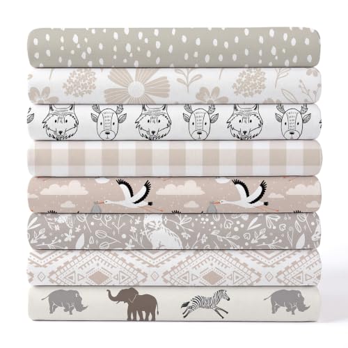 Tigeen 8 Pcs Fat Quarters Fabric Bundles, Neutral Woodland - style: Neutral Woodland