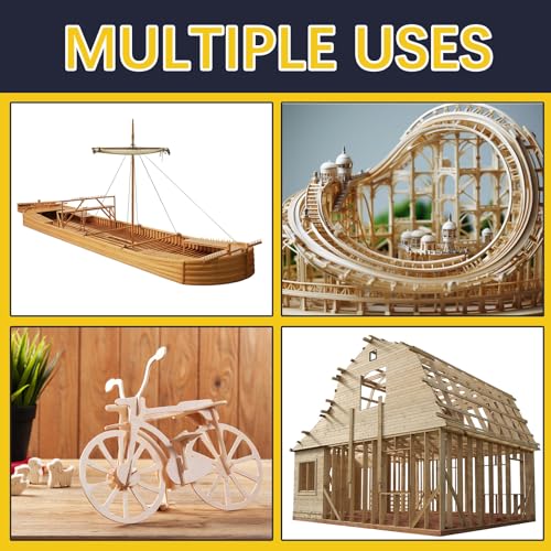600 Pcs Balsa Wood Sticks 1/8 x 1/8 x 12 Inch balsa Wood Strips Hardwood Square Dowels balsa Wood dowels Unfinished Wooden Strips for Craft DIY Supplies Square Wooden dowels - color: 600 Pcs Balsa Wood Sticks 3mm