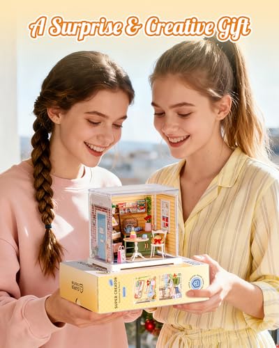 ROBOTIME Super Creator Kits, Plastic Mini House, Expandable Plastic Craf, DIY Miniature House Kit, Tiny Garden Making Kit Model Craft Hobby Unique Gift (Sunshine Sip Porch) - color: Sunshine Sip Porch