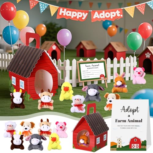Blueweenly 73 Pcs Adopt a Farm Animal Set Party Favors Mini Plush Farm Toys - style: Farm Animal