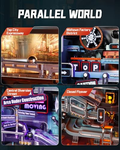 RoWood 3D Puzzles,Electric Marble Run Model Kit,130Pcs,Assembly Time 5H,Miniature Parallel World MR01S,Dynamic Models,Creative Gifts for Adutls