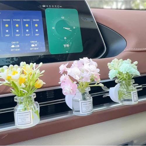 Set of 4 Cute Flower Bouquet Car Air Freshener Vent Clips, Mini Artificial Flowers for Car Air Vent Decoration, Auto Interior Dashboard Ornament Accessories - color: Mixed