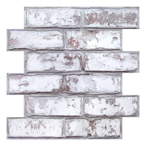 COMSTICKC 3D Peel and Stick Faux Brick Wall Panels for Quick DIY Wall Decor - color: Gray White-1