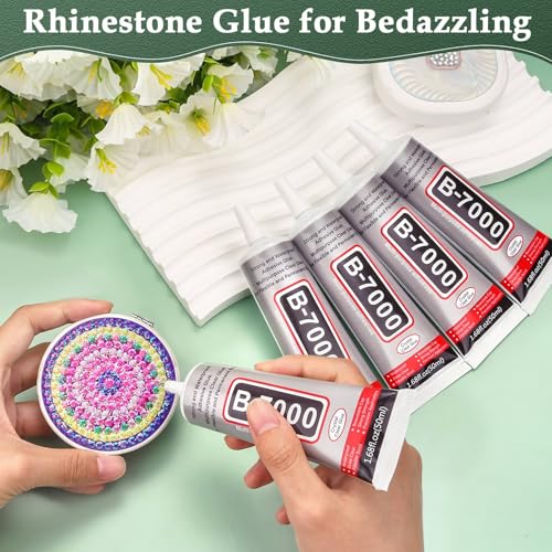 B7000 Glue Clear with Precision Tip for Rhinestones, 5Pcs 50mL/1.68 fl oz - color: 5Pcs, 1.68fl.oz (50mL)