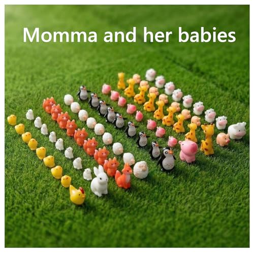 81pcs Garden Miniatures Animal Figurines Accessories, 9 Sets of Resin Animals Variety Pack for Fairy Garden and Wildlife, Mini Animals Micro Landscape Farm Decor