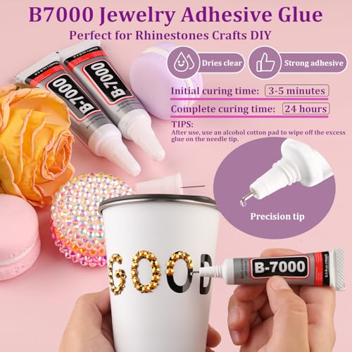 30000Pcs Resin Rhinestones for Bedazzling with Tweezers, Mine Gold Rhinestones for Crafting with B7000 Jewelry Glue for DIY Crafts Clothing Tumblers Shoes Fabric Nail Art - color: Gold, size: X-Large Pack + 1Pc Glue