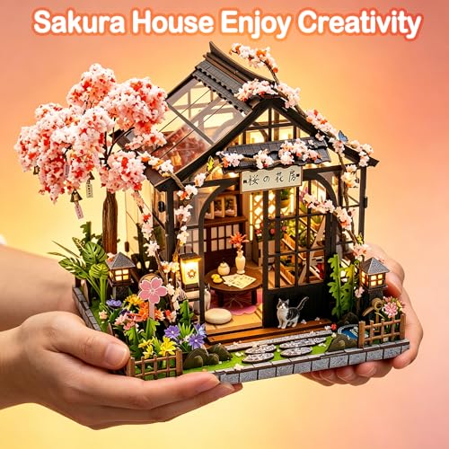 Japanese Sakura Miniature House Kit, DIY Miniature Dollhouse Kits for Adult