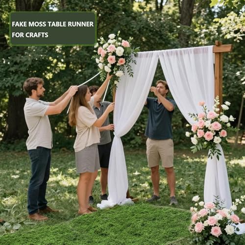 Fake Moss Table Runner for Crafts 19.68" x 78.74" Artificial Moss Sheet Roll, Waterproof Green Sheet Moss for Plants Decoration, Faux Moss Mat for Wedding DIY Centerpieces Fairy Garden Wall Decor - color: Green- 19.68×78.74 Inch/0.5×2 M