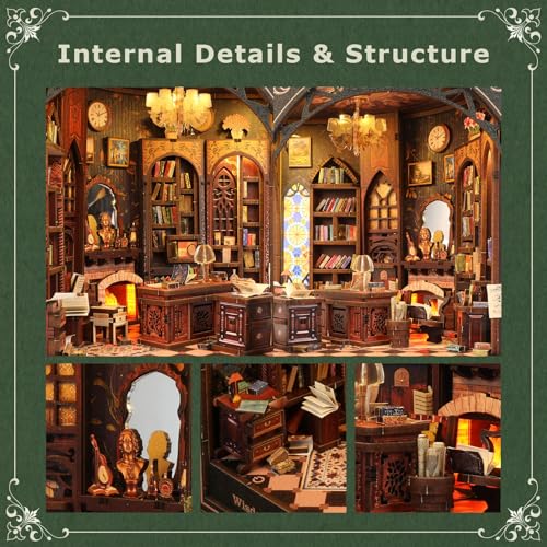 NookMaster Book Nook Kit, 3D Wooden Puzzle for Adults（ (Vintage Library) - color: Vintage Library