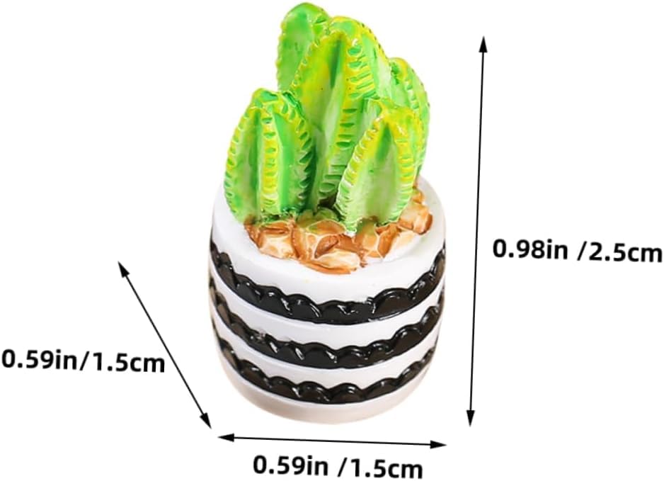 4Pcs Mini Cactus Succulent Resin Ornaments - Cute Car Dashboard Figurines Flower Pot Set - Fairy Garden，Birthday Cakes Decoration，DIY Aquascape Kit, Aquarium Moss Layout Desktop Landscape Accessories.