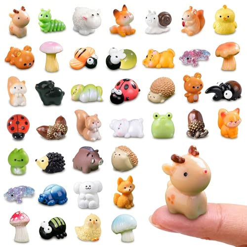 Zerobe 40Pcs Mini Forest Animal Figurines: Resin Fairy Garden Accessories - color: Forest