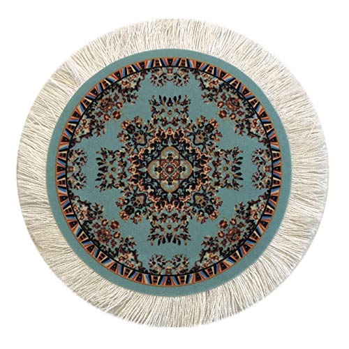Set of 4 Round Dollhouse Rugs – Miniature Carpet Accessories for Doll Houses, 5 Inch Diameter Floor Décor, Oriental Style