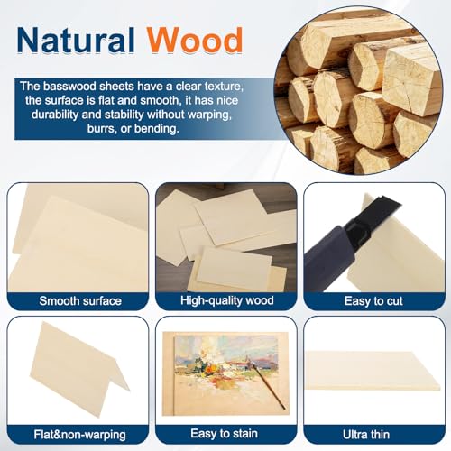 MECCANIXITY 3pcs Basswood Sheets 8x4 x 1/16" Unfinished Wood Boards Plywood - size: 8 x 4 x 1/16 Inch