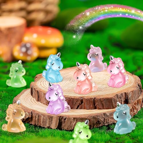 HFAYDZSW 60Pcs Luminous Mini Resin Unicorn Figurines