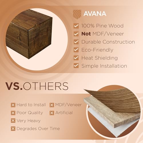 Avana Rustic Fireplace Mantle Shelf 60 Inches - Handcrafted Wood Mantles For Over Fireplace - Wall Mounted Farmhouse Fireplace Mantel Shelf - Floating Fireplace Mantels 60 X 8 X 5 - Rustic Traditional - color: Rustic Traditional, size: 60 X 8 X 5