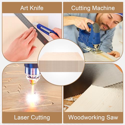 50 Pack Basswood Sheets for Crafts,12"x12"x1/8" 3mm Thick Plywood Sheets with Smooth Surfaces-Unfinished Squares Wood Boards for Laser Cutting, Wood Burning, Architectural Models, Staining