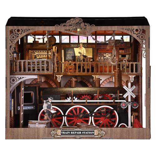 TOYQI Book Nook Kit for Adult, DIY Miniature Dollhouse Kit, Train Model - color: Train Station