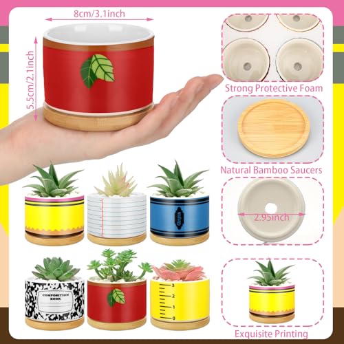 6 Pcs Christmas Teacher Gifts Mini Ceramic Succulent Plant Pot, Classic - style: Classic