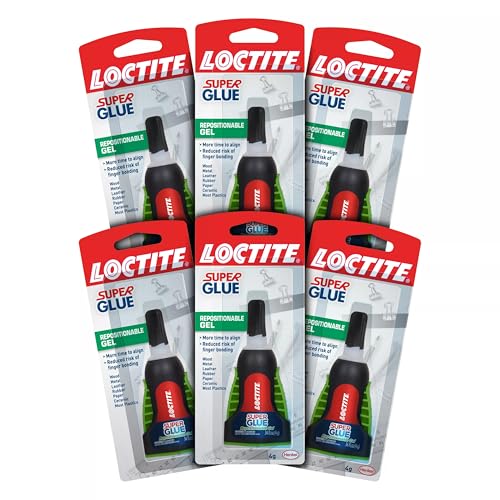 Loctite Super Glue Repositionable Gel, Clear, 0.14 fl oz Bottle, 6 Pack - Superglue for Plastic, Wood, Metal, Crafts & Repair, Cyanoacrylate Adhesive Instant Glue - size: 6 Pack
