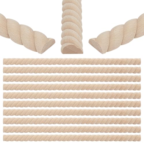 OLYCRAFT 25Pcs 3D Decorative Wood Trim Molding Twisted Unfinished DIY Trims 15.8 Inch Half Wooden Trim Molding Decorative Wood Trims for Home Wall Door Border Ceiling Cabinet Window - style: Twisted