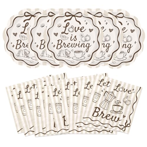 100Pcs Love Is Brewing Bridal Shower Party Decorations Serves 50 - style: Rustic