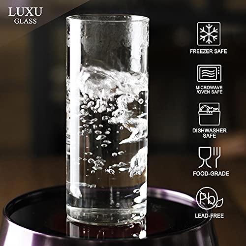 LUXU Drinking Glasses 15.5 oz,4pcThin Highball Glass,Clear Tall Beer Glass - style: 15 OZ