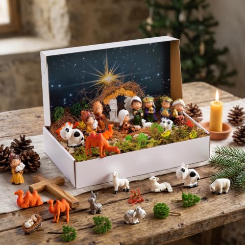 Teyva Daily 48 Pcs Christmas Nativity Scene Set Nativity Scene Diorama Kit - color: Christian