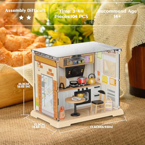 DIY Miniature House Kit mini Kitchen with Furniture and LED