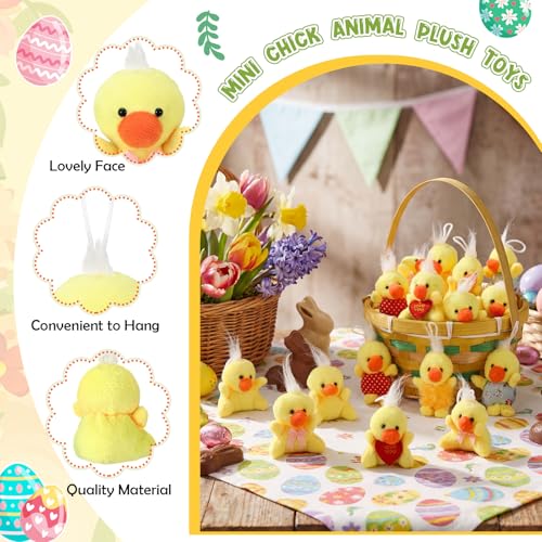 Zhanmai 100 Pcs Mini Plush Animal Toys Bulk Small Chick Keychain Party Favors Stuffed Small Animals for Easter Egg Stuffers Valentines Gifts Birthday Classroom Prizes Goodie Bag Fillers - style: Chick