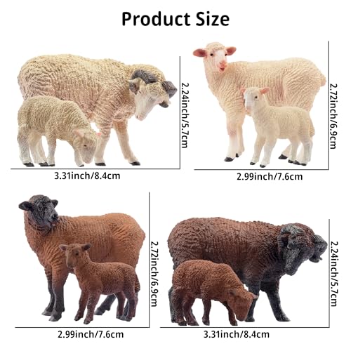 Toymany 8PCS Merino Sheep Figurines Realistic Farm Animal Sheep Toys- Plastic Sheep Figures Birthday Christmas Toy Gift for Kids Toddlers - style: 8PCS Sheep