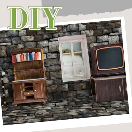 Flutesan 24 Pcs Miniature Dollhouse Wallpaper, Stone Pattern - style: Stone Pattern