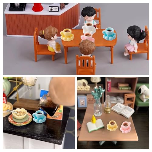 FASHEWELRY 40Pcs Resin Mini Coffee Cups Miniatures Mixed Color Coffee Mug Tea Cup Dollhouse Miniatures Micro Landscape Decoration for Keychain Party Decor Ornaments - color: 4 Colors-drink Cups