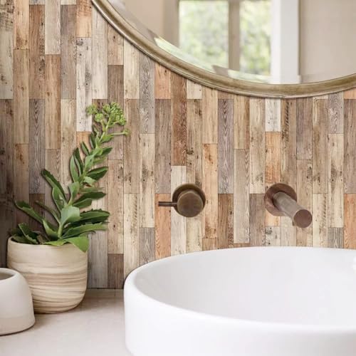 16 PCS Miniature Mini House Floor Tiles Self Adhesive Floor Tiles Faux 3D Brick Wall Paper Sticker for Mini House Decoration, 3.94 Inch, Simulated Wood - color: Simulated Wood
