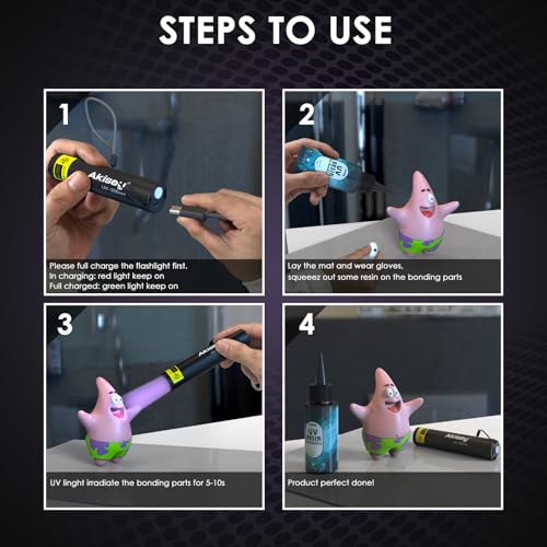 Akisey 100g UV Resin Kit with Light for Bonding & Fast Curing in Seconds - size: 100g