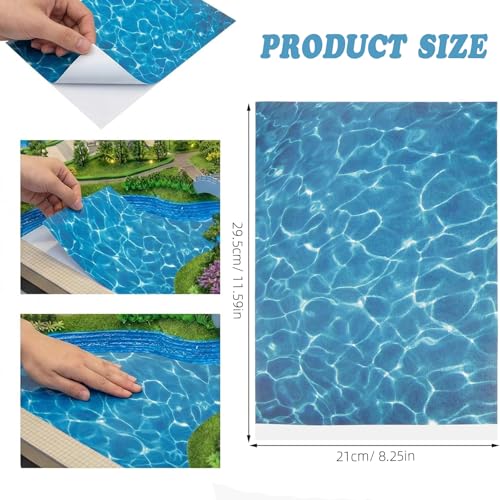 5pcs Artificial Water Effect Sticker Fake Ocean Self Adhesive Ripple Water Sticker for Miniature Train Village Model Diorama Dollhouse Landscape DIY Decoration