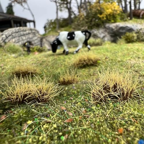 Miniature Model Grass Tufts & 8mm Static Grass Sheets for Diorama - 3.27x2.17 Inch Terrain Scenery for Railway, Train, Car Diorama & Miniature Scene Models (Wood Yellow) - color: Wood Yellow