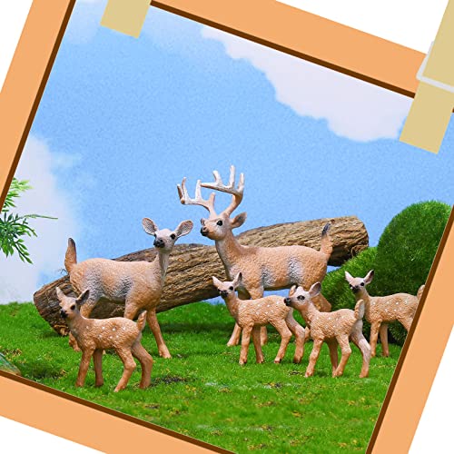 Skylety 12 Pcs Deer Toy Miniature Realistic Forest Animals Family Set