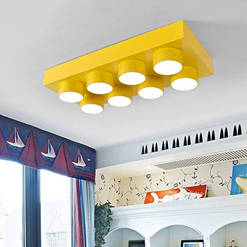 LAKIQ Modern Children Room Flush Mount Ceiling Light Fixture Acrylic Creative Colorful Block Toy Shape Kids Room Close to Ceiling Lighting for Kids Bedroom Kindergarten Playground(Rectangle,Green) - color: Green, size: Rectangle