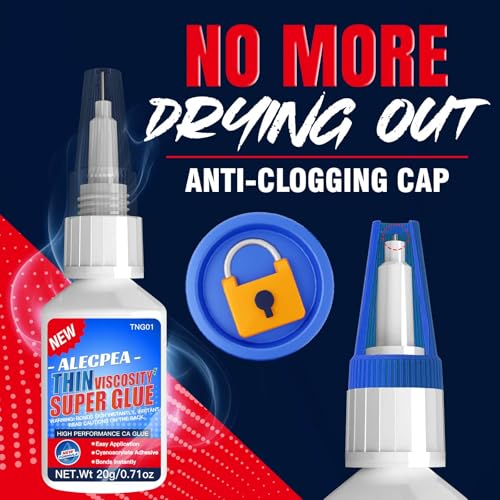 ALECPEA Thin CA Glue 20g, Cyanoacrylate Super Glue with 3 Droppers - color: Super Glue