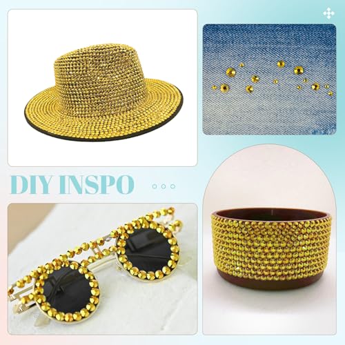 6100Pcs Resin Rhinestones for Crafting with 2Pcs 10ml B7000 Jewelry Glue, 1 Box Flatback Crystals Diamond (Bright Gold) for Bedazzling Crafts DIY Nail Art，Non Hotfix Gems for Clothing Shoes Tumblers - color: Bright Gold, size: 1 Small Pack + 2Pc Glue