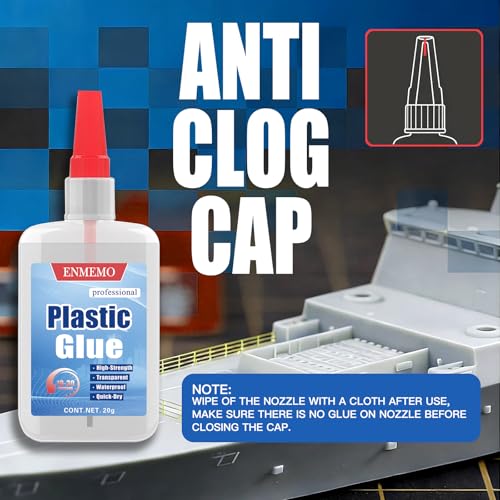 (2-in-1)Plastic Glue with Brush Applicator&Nozzle,Lego Craft ToyCar ABS PVC