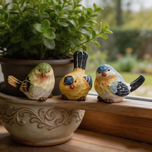 TERESA'S COLLECTIONS Set of 3 Bird Garden Decor Outdoor Statues Figurines