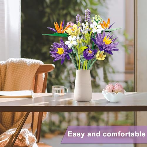 FANTASY&Co. Adult Botanical Collection - Enchanting Floral Elegance Building Art Set - 13 Assorted Flower Models (No Vase) - Premium Home Decor & Festival Gift for Family - style: Floral Elegance