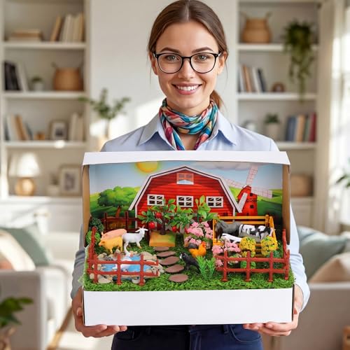Teyva Daily 48 Pcs Farm Diorama Kit Habitat Project Box Set - color: Farm