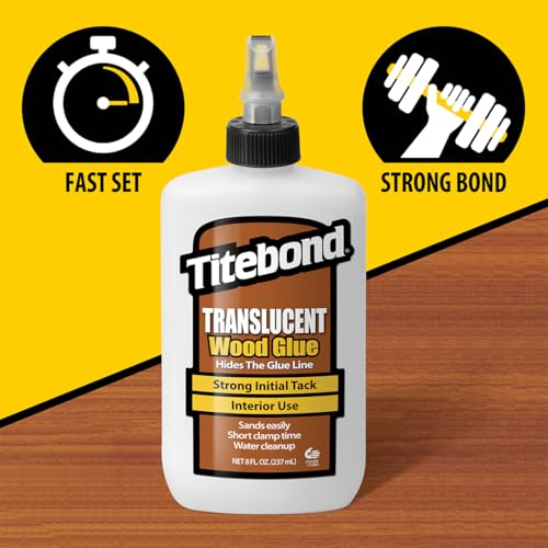 Titebond Translucent Wood Glue, 8 Oz. – Lumber, Particleboard, Leather & Crafts, Fast-Setting – 6123