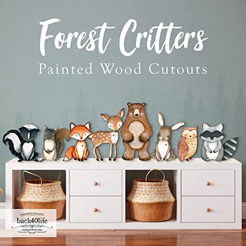 Forest Critters Painted Wooden Animal Cutout Shapes (Large (bundle of 8)) - size: Large (bundle of 8)