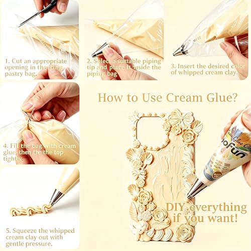 White Decoden Cream Glue, Whipped Cream Glue Clay Kit for Crafts - color: White